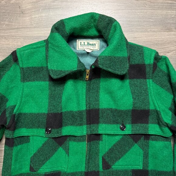 *Vintage L.L. Bean Men's Wool Maine Guide Plaid Jac-Shirt - Green/Black - Picture 2 of 7
